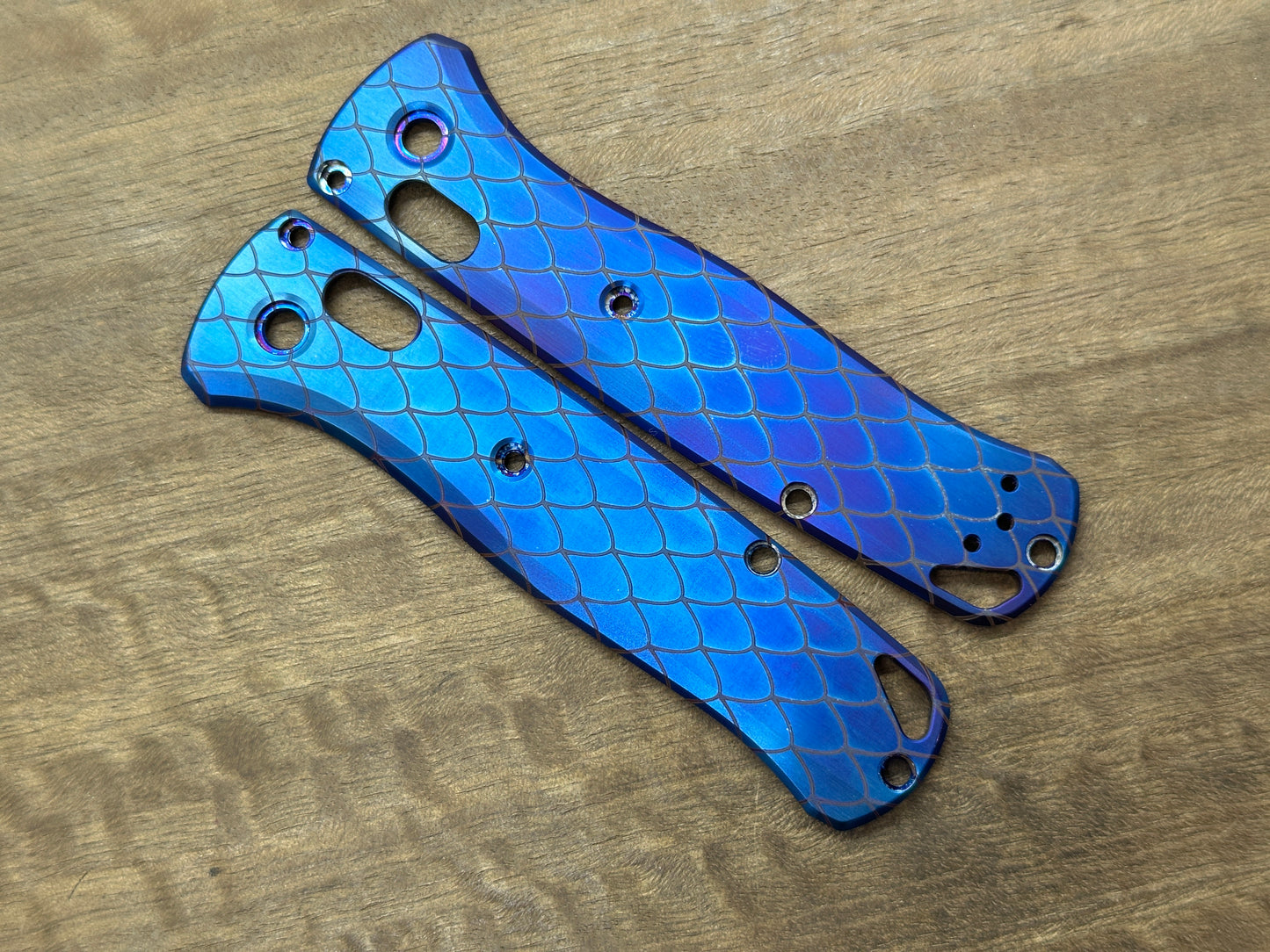 Flamed DRAGONSKIN engraved Titanium Scales for Benchmade Bugout 535