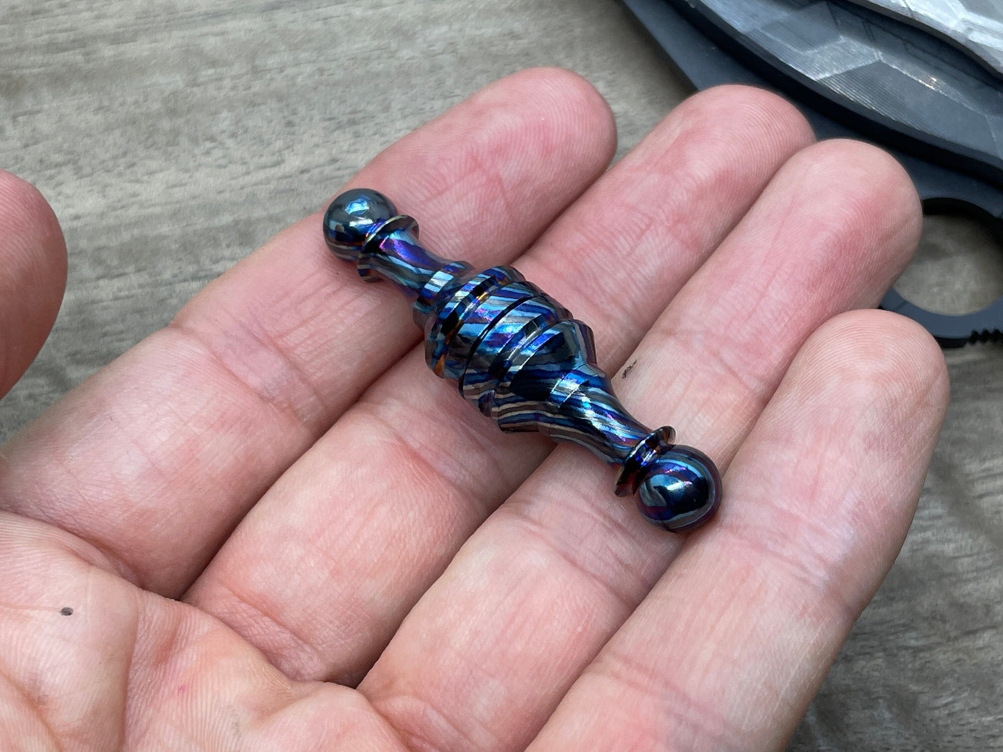 ZircuTi (Black Timascus) Haptic-PAWN Haptic Slider Chess Pawn fidget