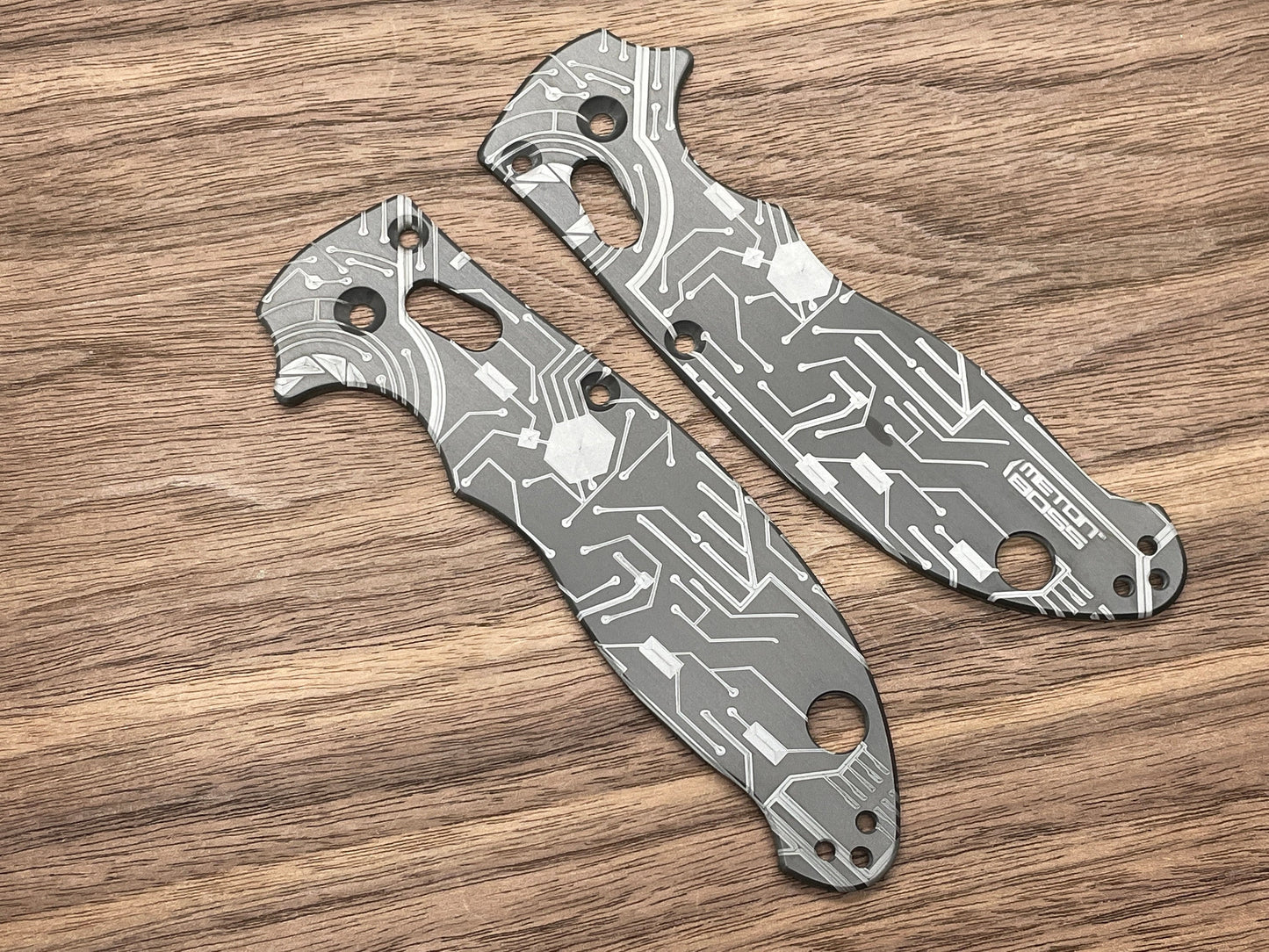 CIRCUIT BOARD engraved Black Zirconium scales for Spyderco MANIX 2