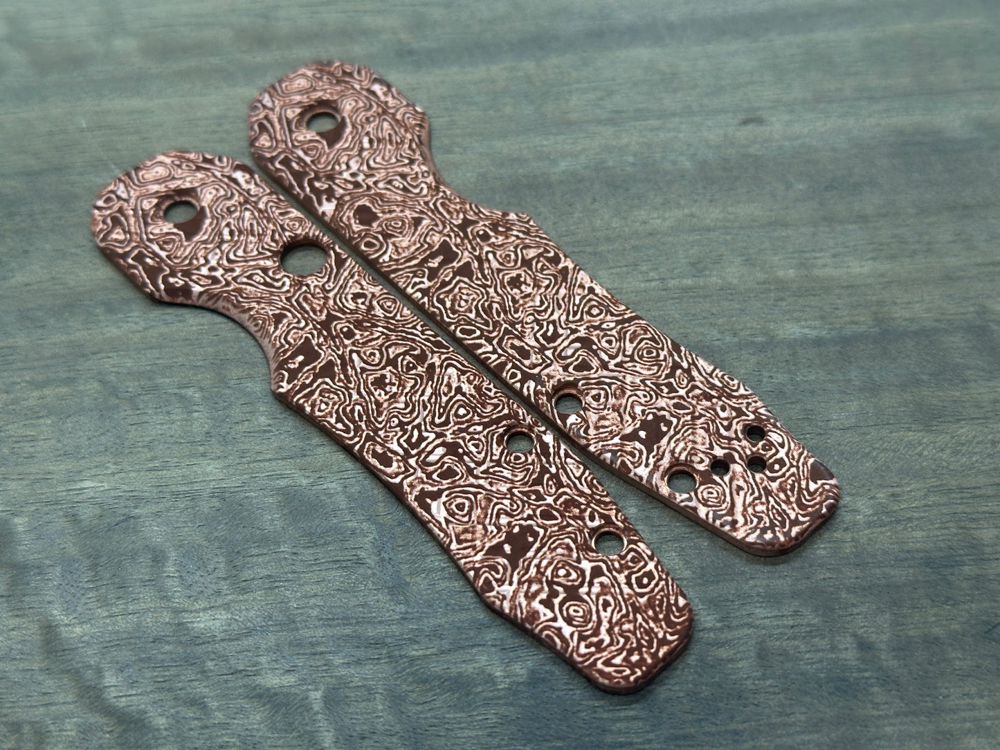 ALIEN engraved FRAG milled Copper Scales for Spyderco SMOCK