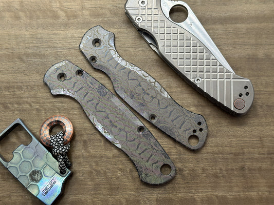 Black REPTILIAN engraved Titanium scales for Spyderco Paramilitary 2 PM2