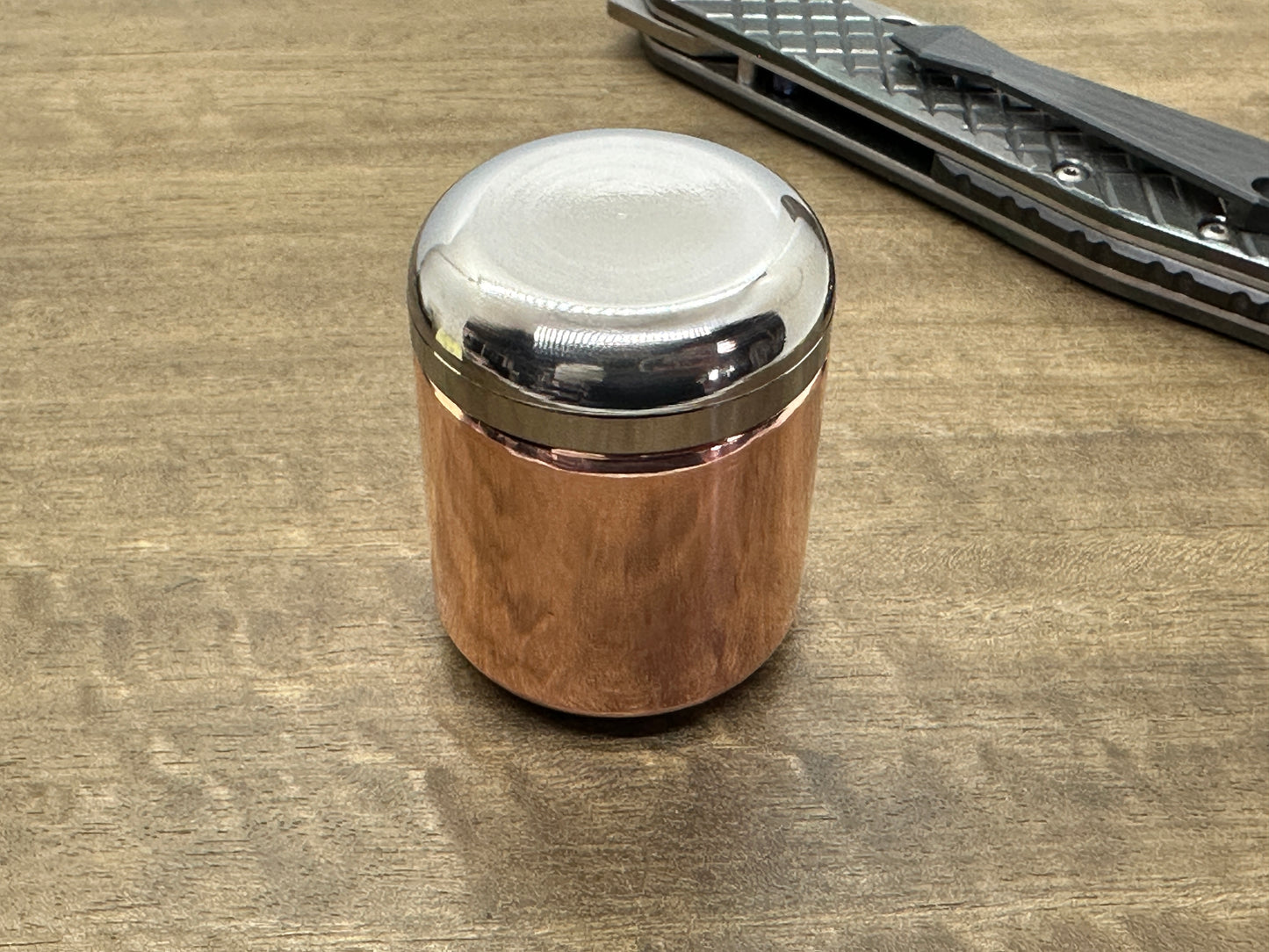 Tall-MEGA Copper Titanium Meton-Vault Candy Box Pill Box Stash box