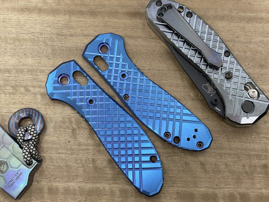 FRAG milled BLUE Ano Titanium Scales for Benchmade GRIPTILIAN 551 & 550