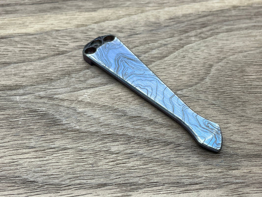 TOPO Blue Ano Brushed SPIDY Titanium CLIP for most Benchmade models