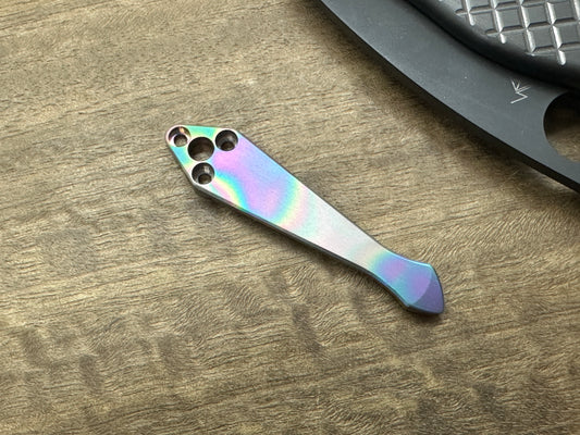 Oil Slick Brushed SPIDY Titanium CLIP for SHAMAN Spyderco