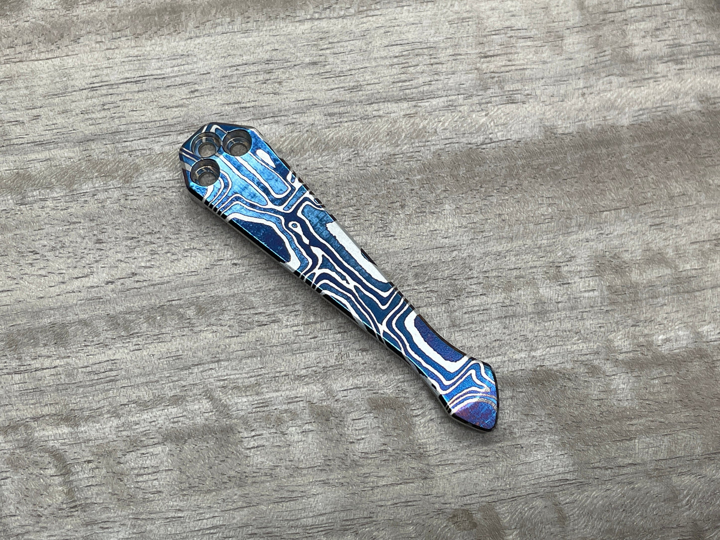 Mokume pattern heat ano engraved Titanium Spidy CLIP for most Spyderco models