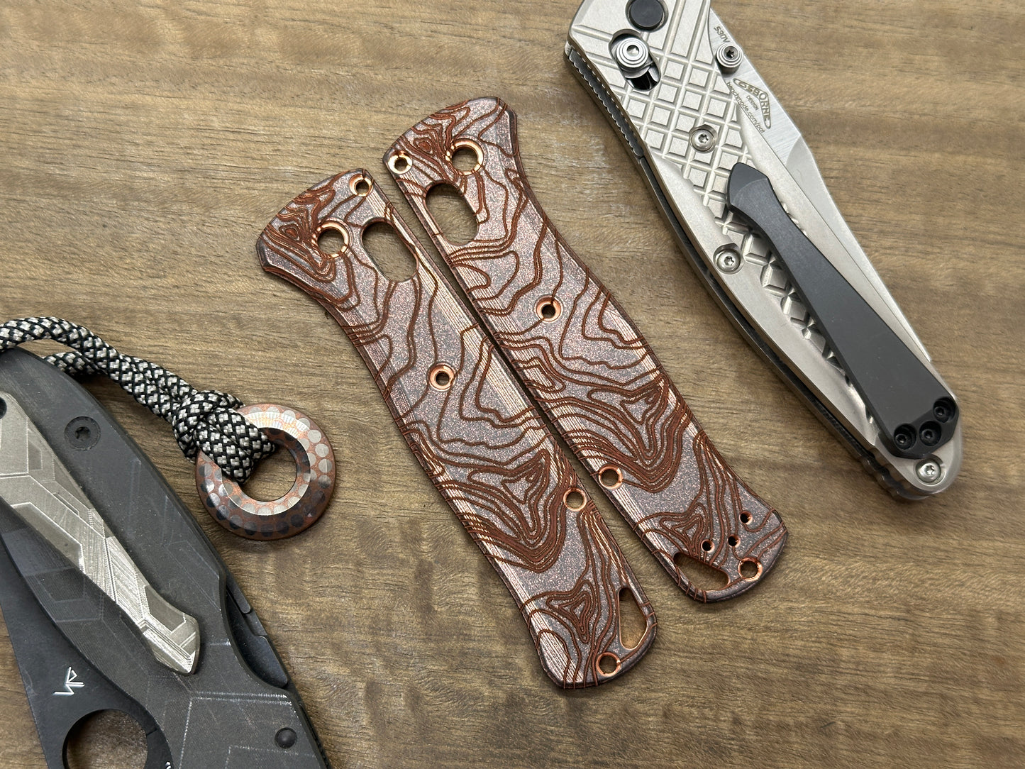 TOPO Battleworn engraved Copper Scales for Benchmade Bugout 535