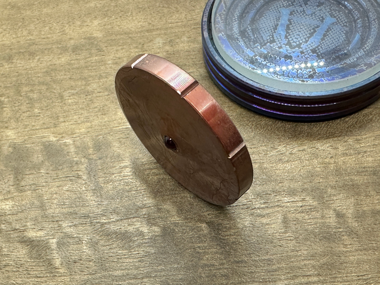 TOPO engraved Copper Spinning Worry Coin Spinning Top