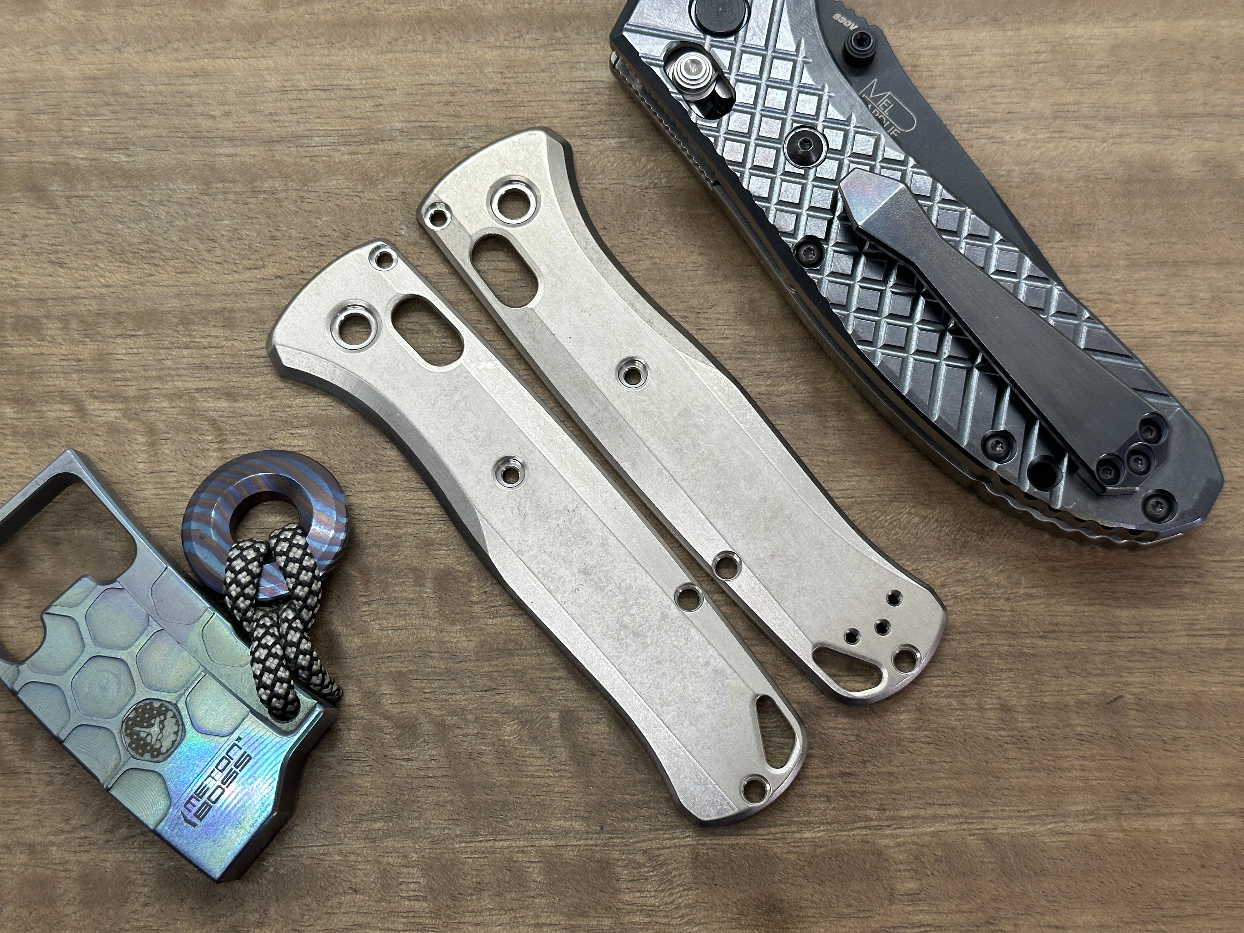 Tumbled Stone Washed Titanium Scales for Benchmade Bugout 535 – Metonboss