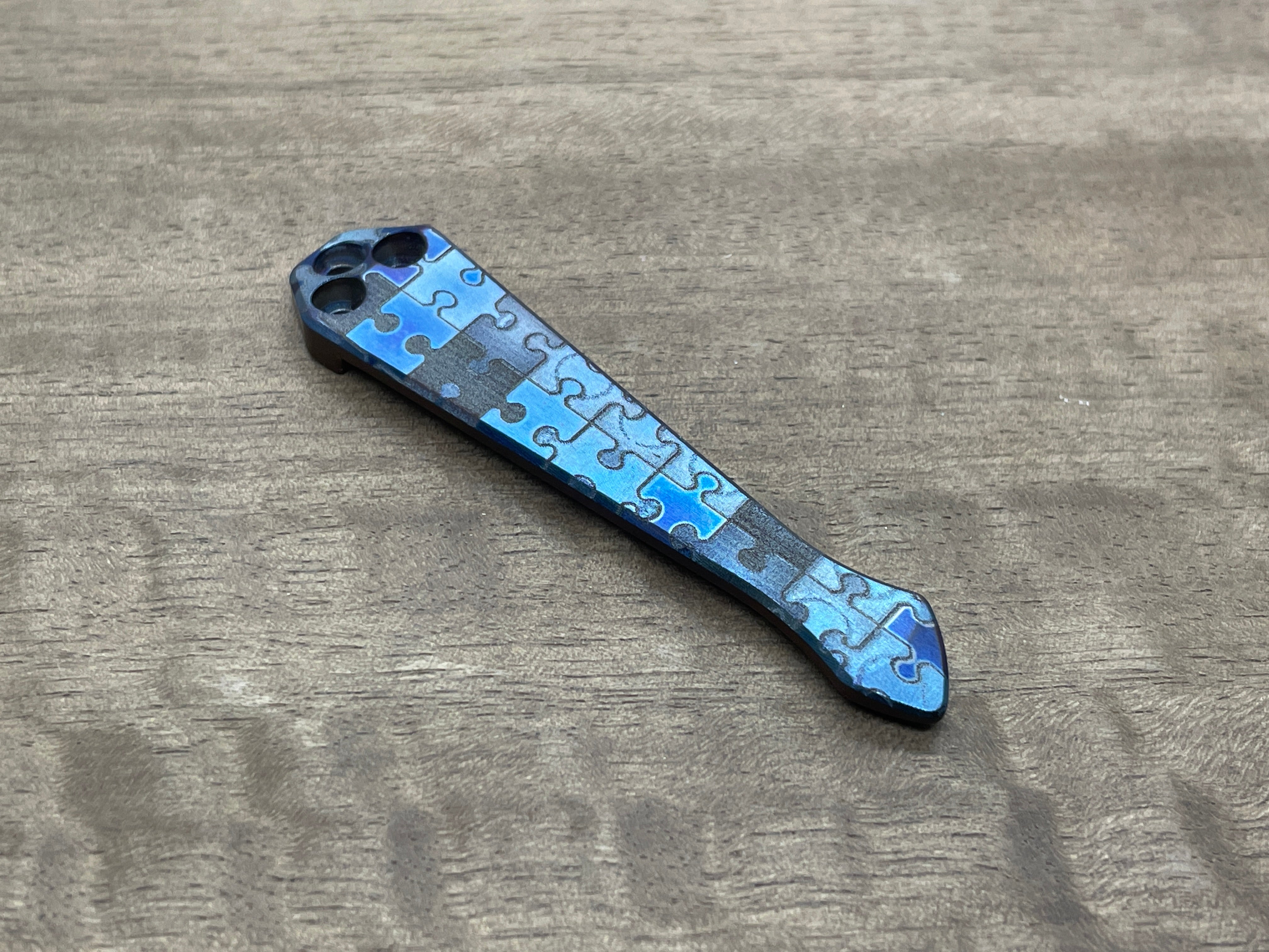 JIGSAW Puzzles Flamed Spidy Titanium CLIP for most Spyderco models