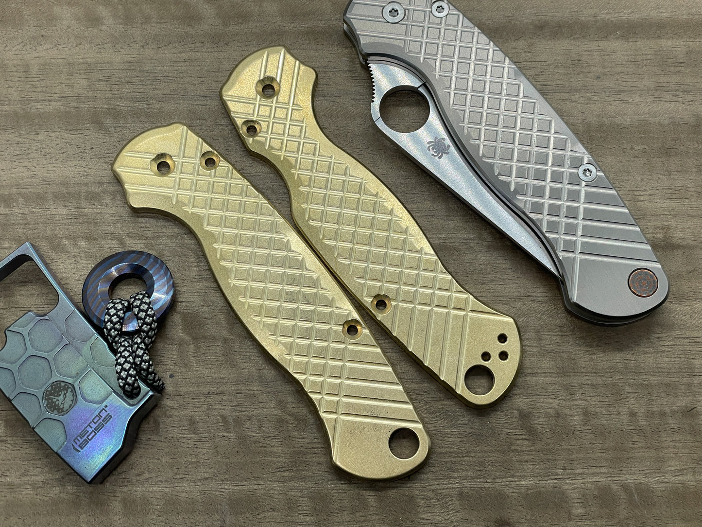 FRAG milled TUMBLED Brass Scales for Spyderco Paramilitary 2 PM2