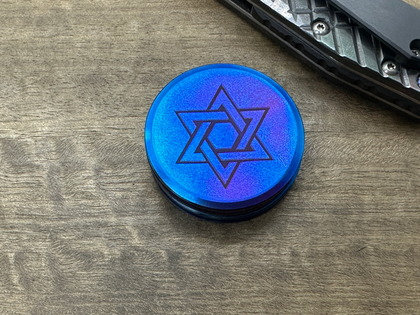 Stars of David engraved Titanium HAPTIC Coins CLICKY Haptic Slider Fidget