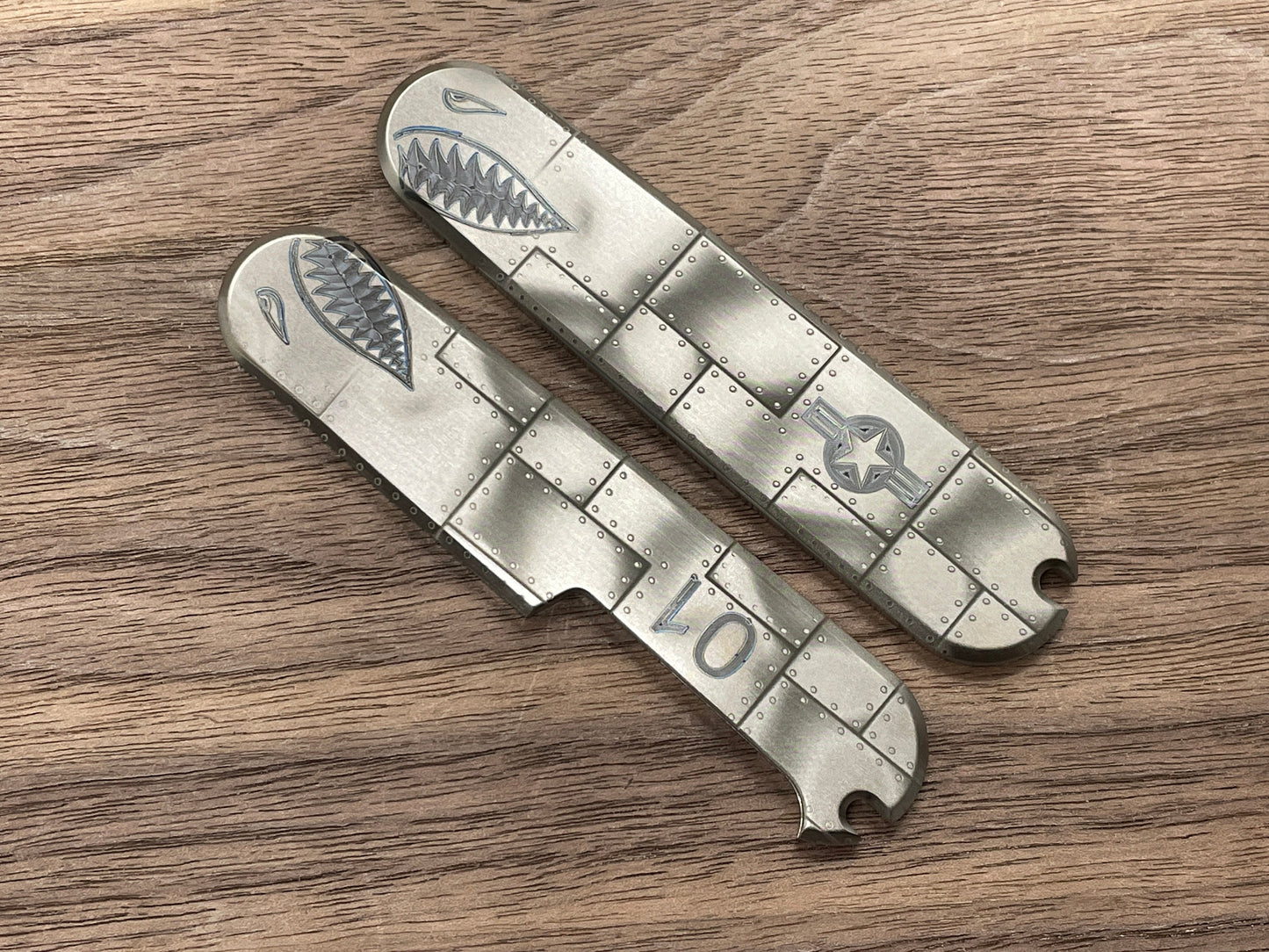 P40 Riveted engraved 91mm Titanium Scales for Swiss Army SAK