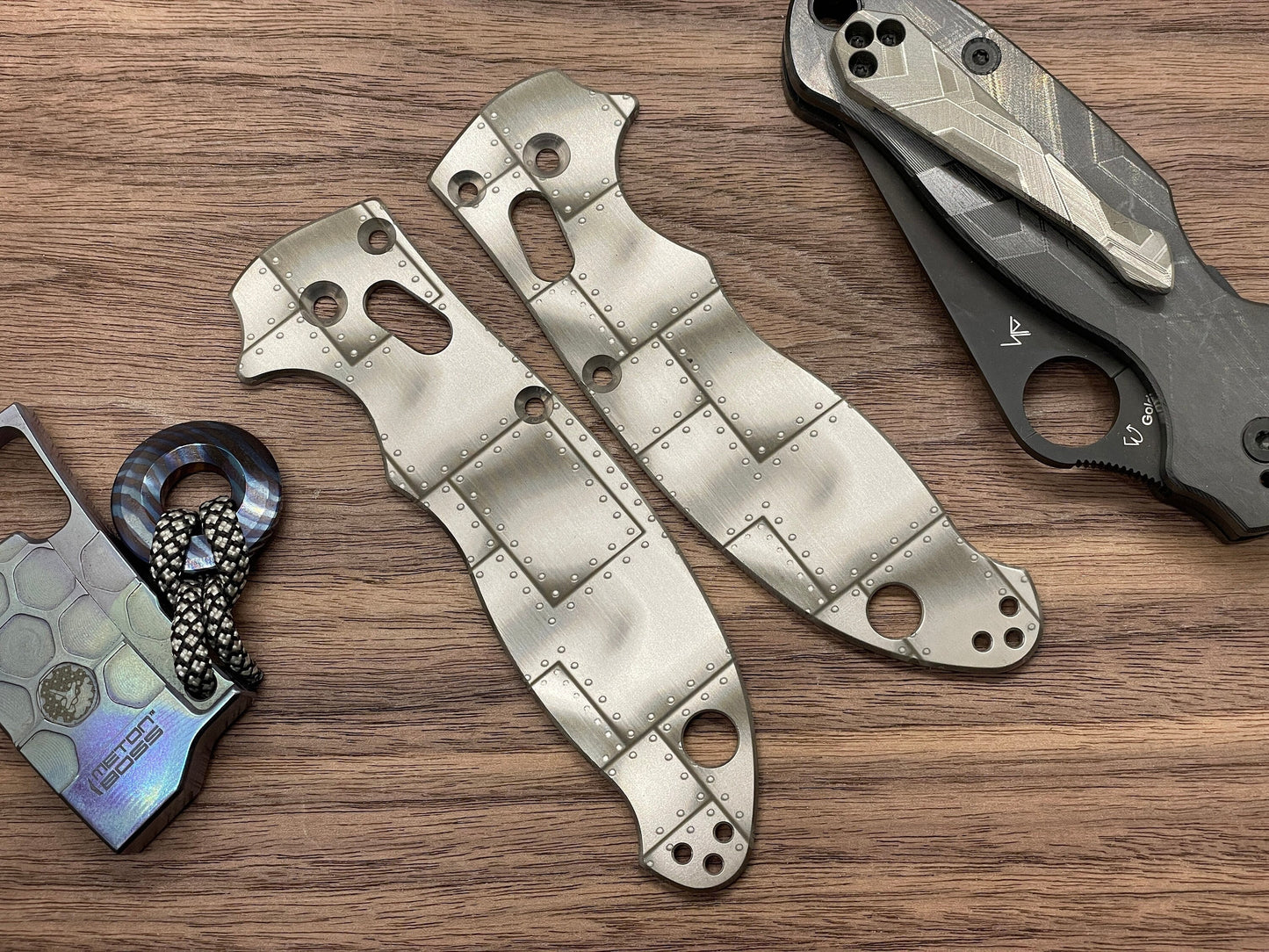RIVETED engraved Titanium scales for Spyderco MANIX 2