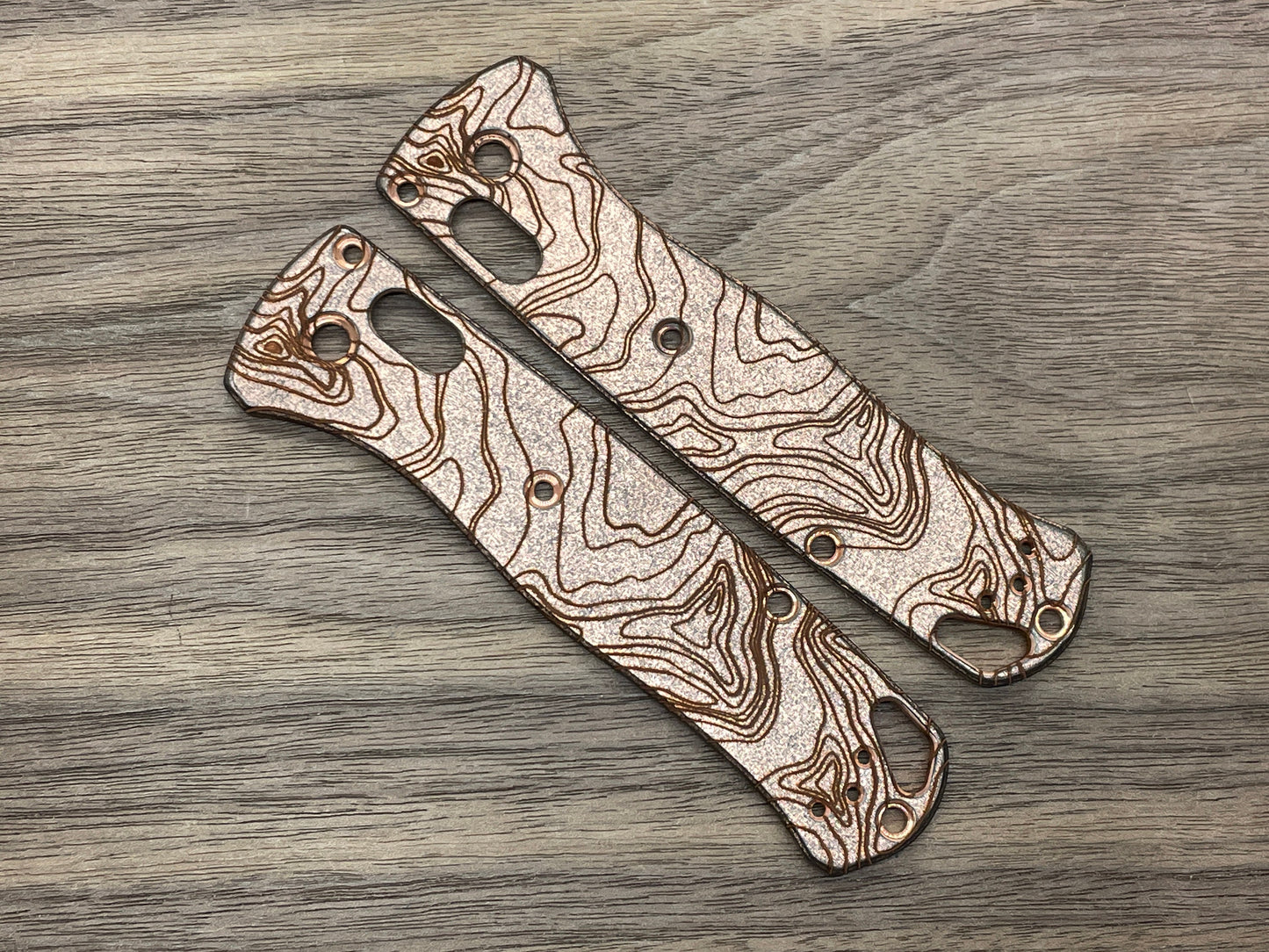 Battleworn COPPER Topo engraved Scales for Benchmade Bugout 535