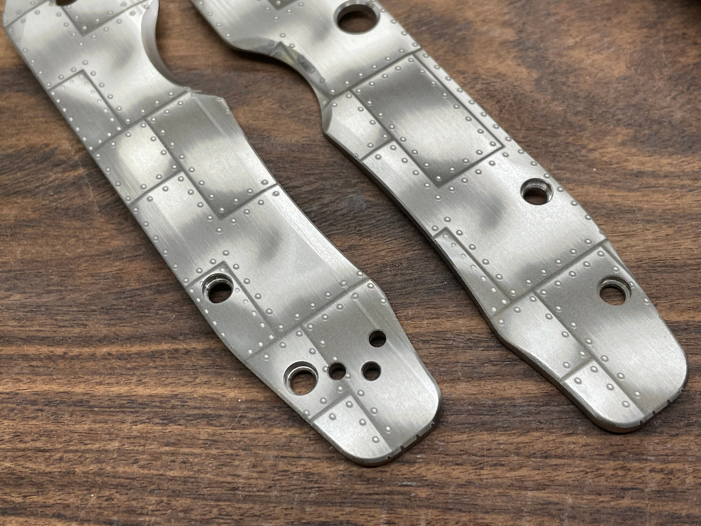 RIVETED AIRPLANE Titanium Scales for Spyderco SMOCK