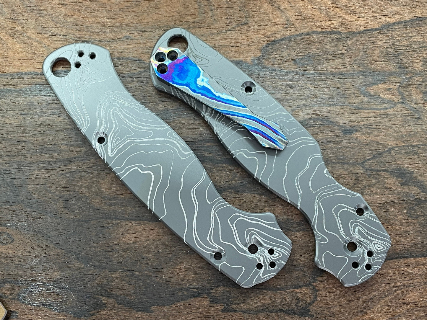 TOPO Engraved black Zirconium scales for Spyderco Paramilitary 2 PM2