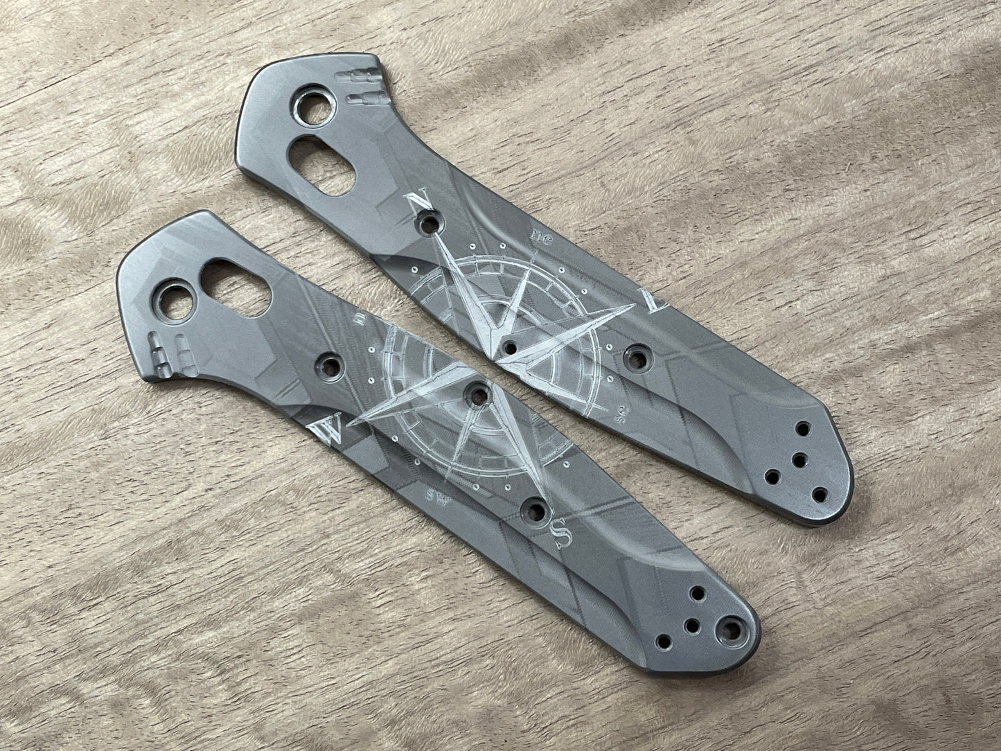 COMPASS engraved Black Zirconium Scales for Benchmade 940 Osborne