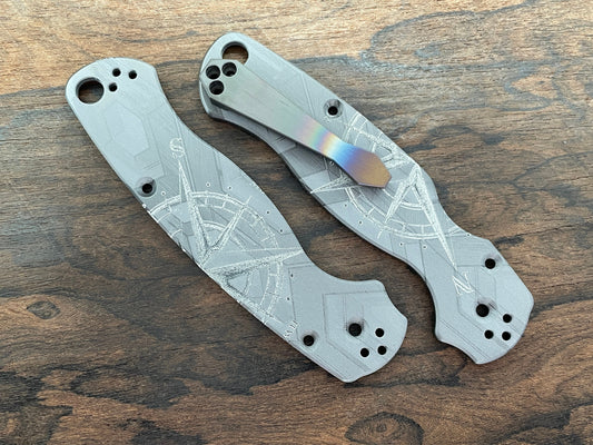 COMPASS Engraved black Zirconium scales for Spyderco Paramilitary 2 PM2