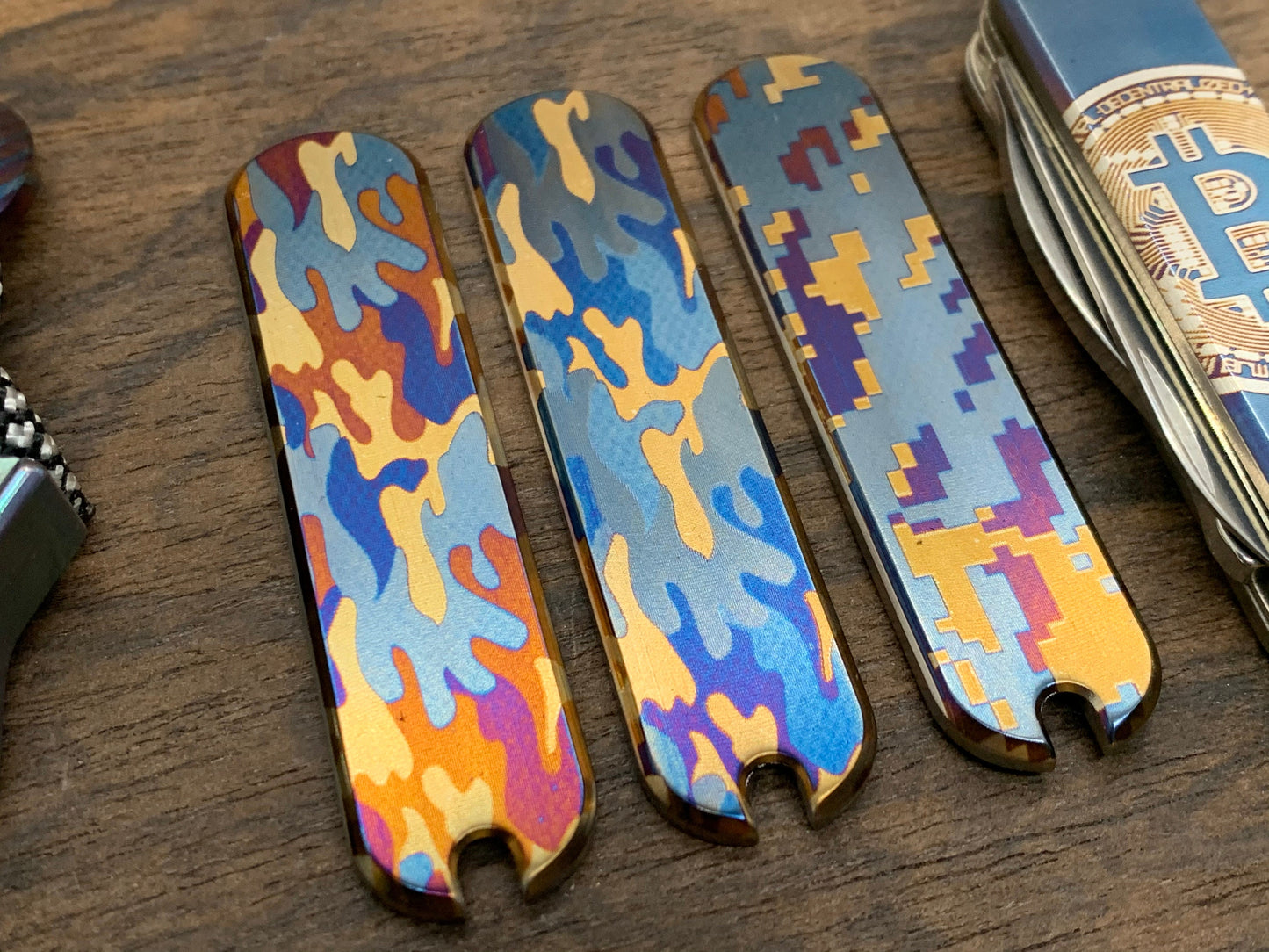 CAMO colorful 58mm heat ano engraved Titanium Scales for Swiss Army SAK