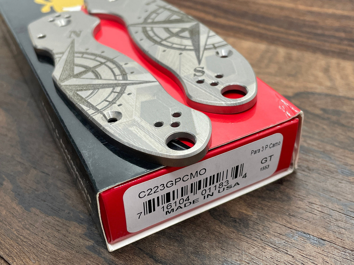 COMPASS engraved Titanium Scales for Spyderco Para 3