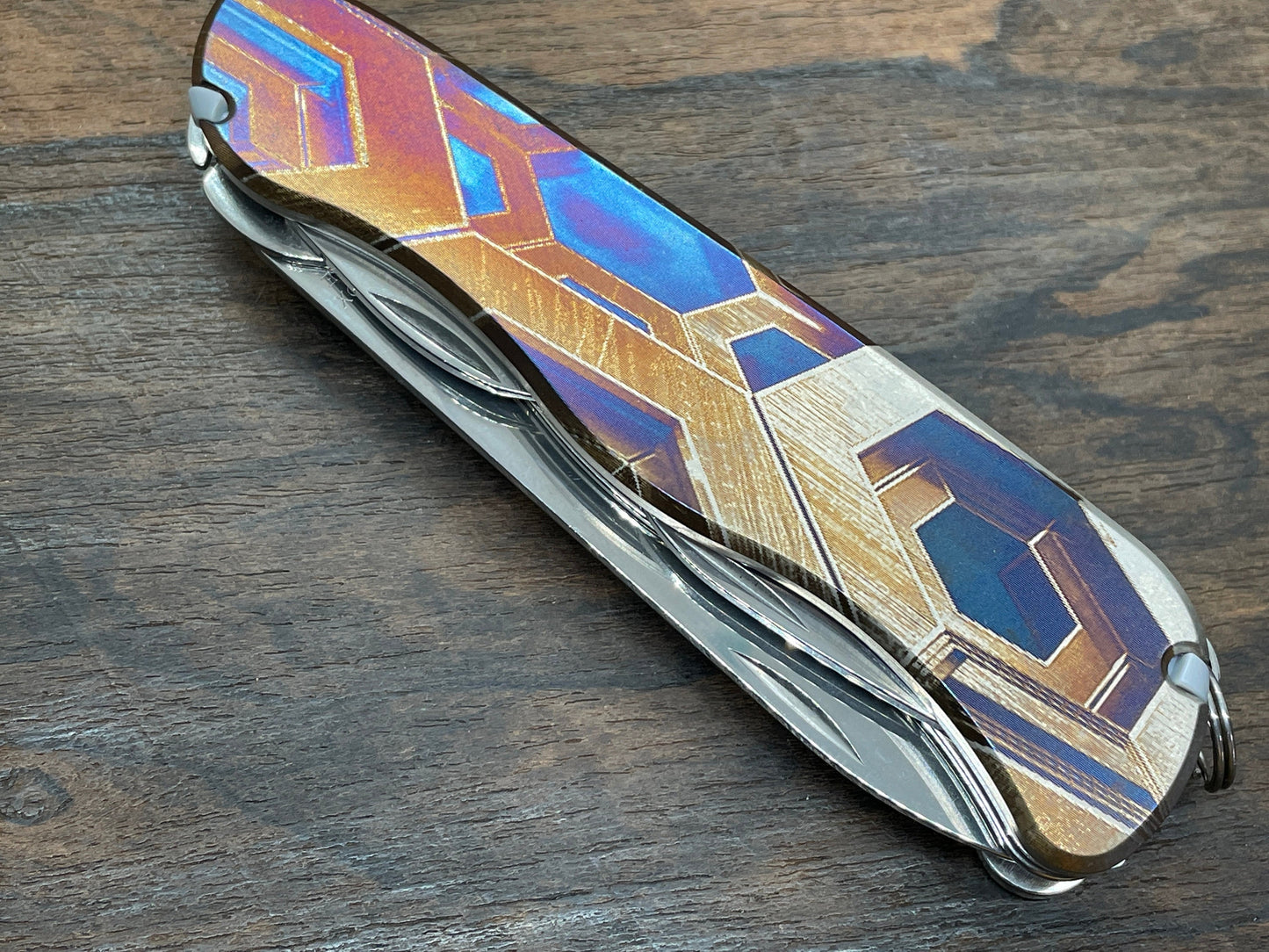 111mm FALCON heat ano engraved Titanium Scales for Swiss Army SAK