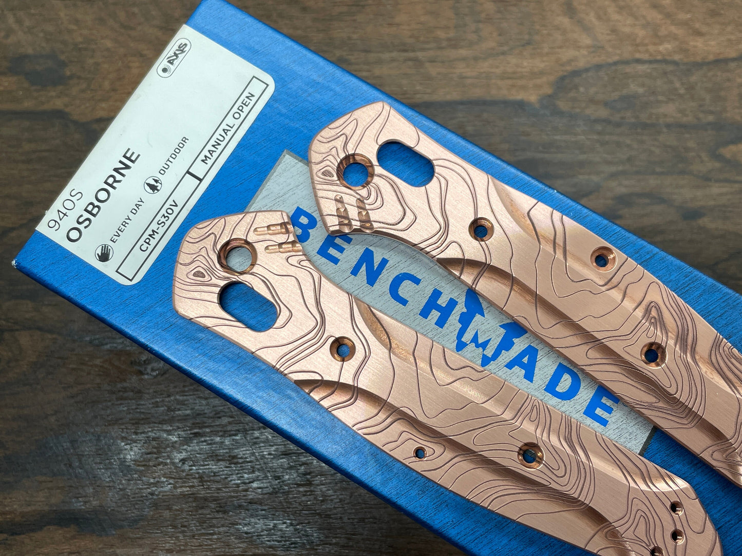 TOPO engraved Copper Scales for Benchmade 940 Osborne