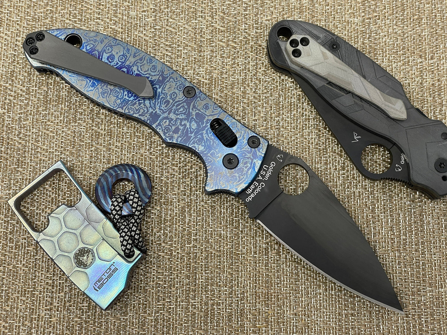 COMPASS engraved Copper scales for Spyderco MANIX 2