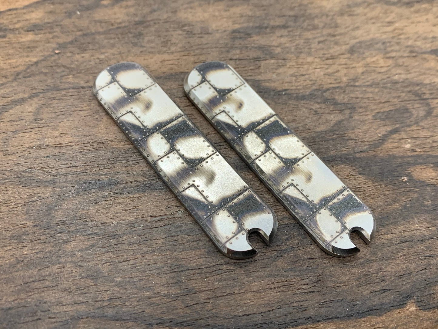 RIVETED AIRPLANE 58mm Titanium Scales for Swiss Army SAK