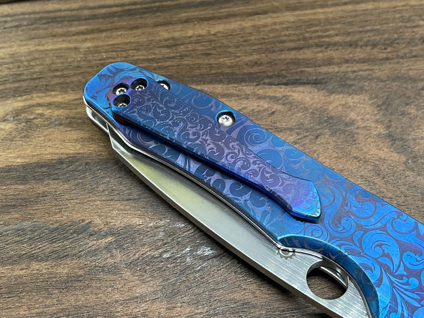 Flamed VICTORIA Titanium Scales for Spyderco SMOCK