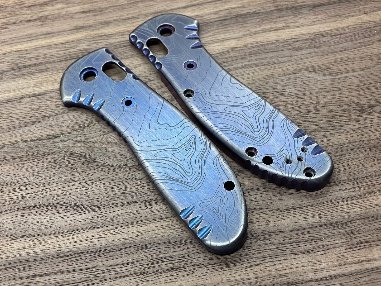 TOPO Blue Ano Brushed Titanium Scales for Benchmade GRIPTILIAN 551 & 550
