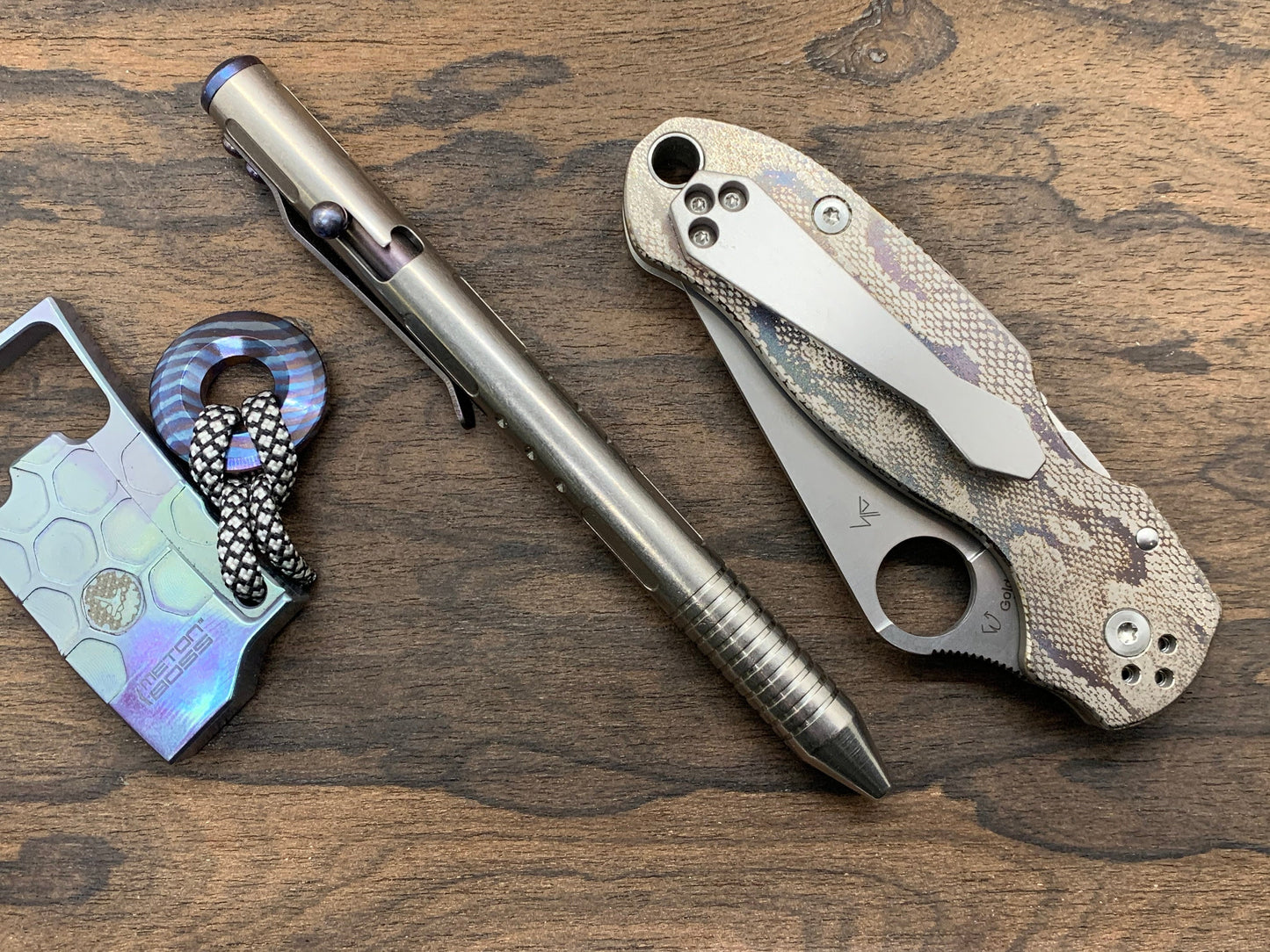 Flamed RIVETED AIRPLANE Titanium Scales for Spyderco Para 3