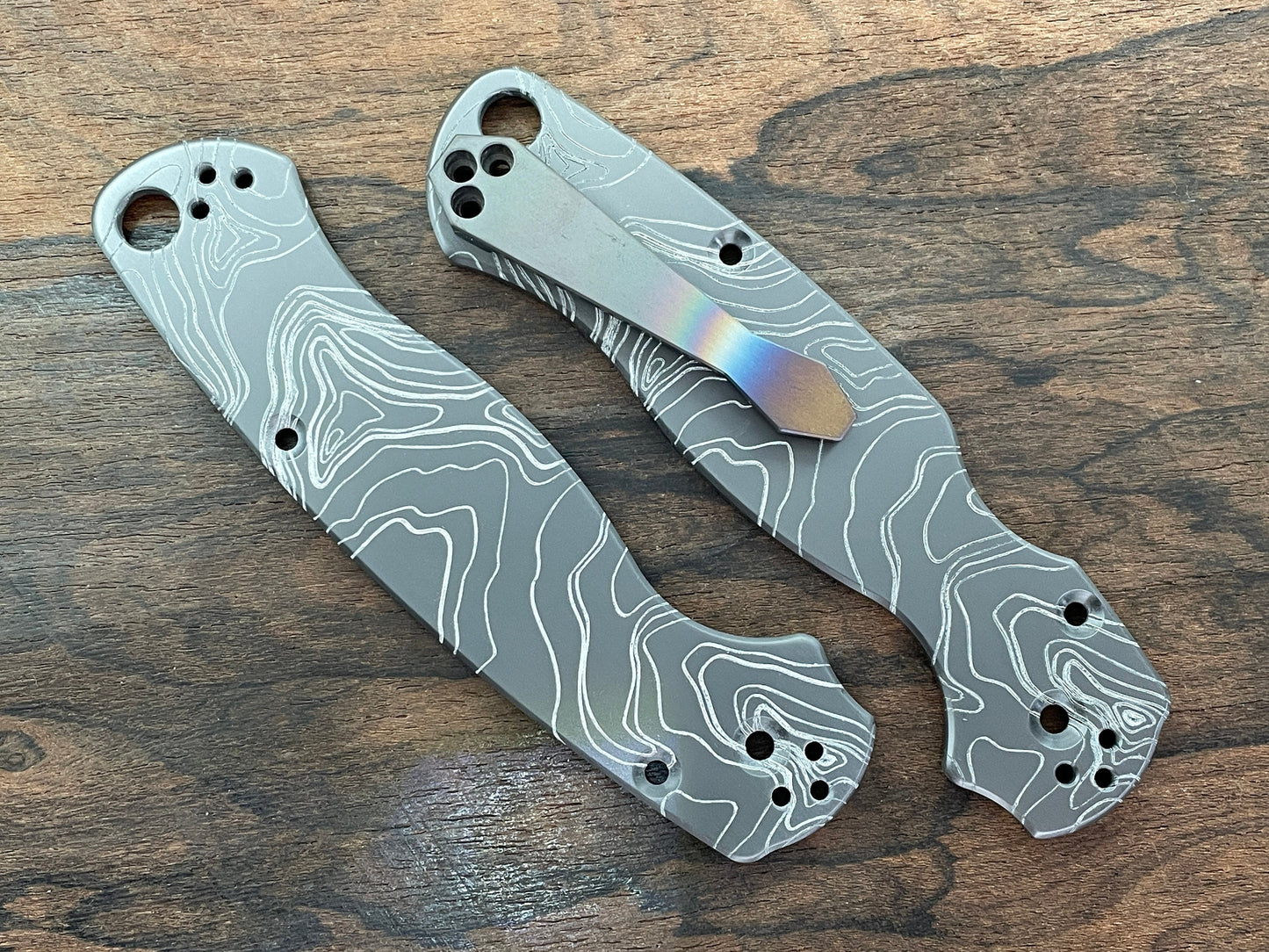 TOPO Engraved black Zirconium scales for Spyderco Paramilitary 2 PM2