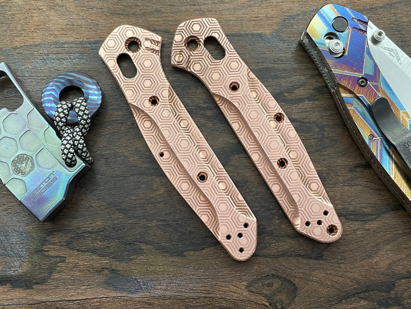 HONEYCOMB engraved Copper Scales for Benchmade 940 Osborne