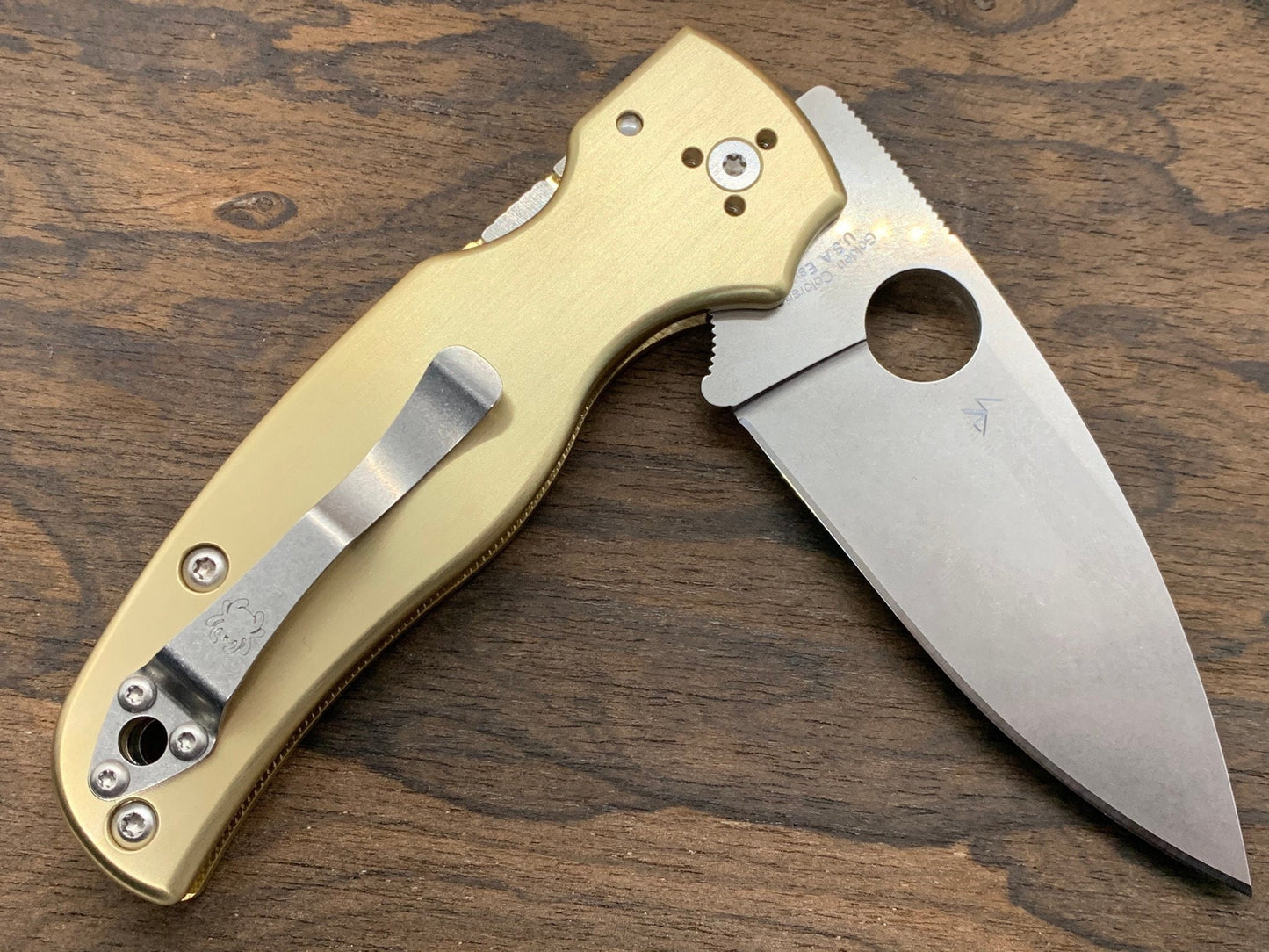 Brushed Brass Scales for SHAMAN Spyderco