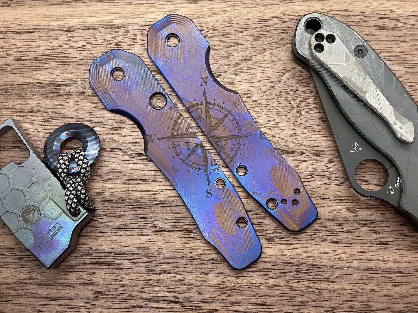 Flamed COMPASS Titanium Scales for Spyderco SMOCK