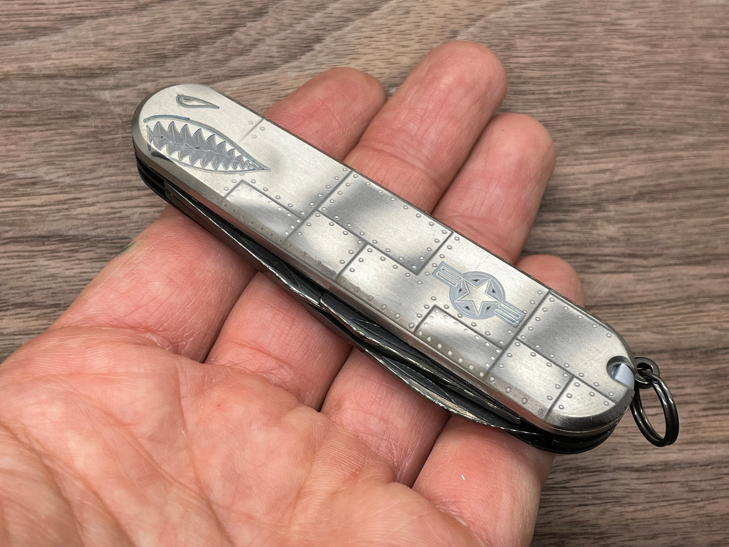 P40 Riveted engraved 91mm Titanium Scales for Swiss Army SAK