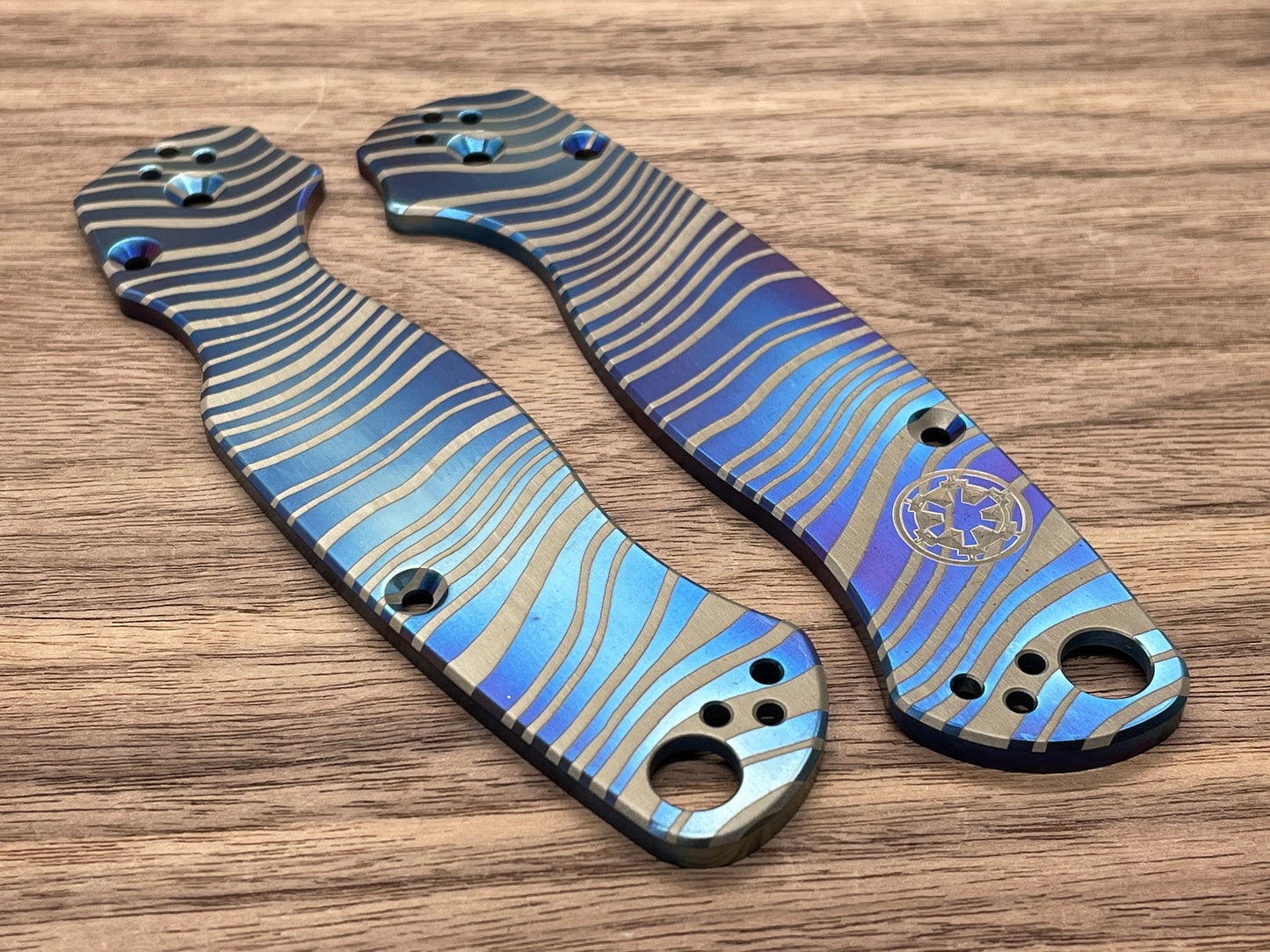 Flamed BESKAR Mandalorian Titanium scales for Spyderco Paramilitary 2 PM2