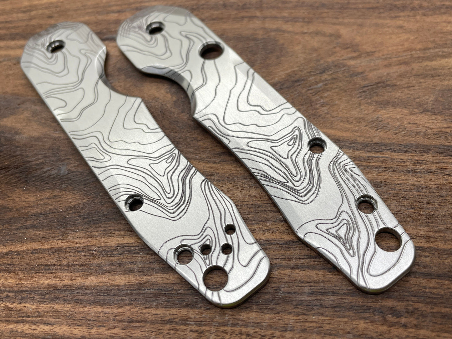 TOPO engraved Titanium Scales for Spyderco SMOCK