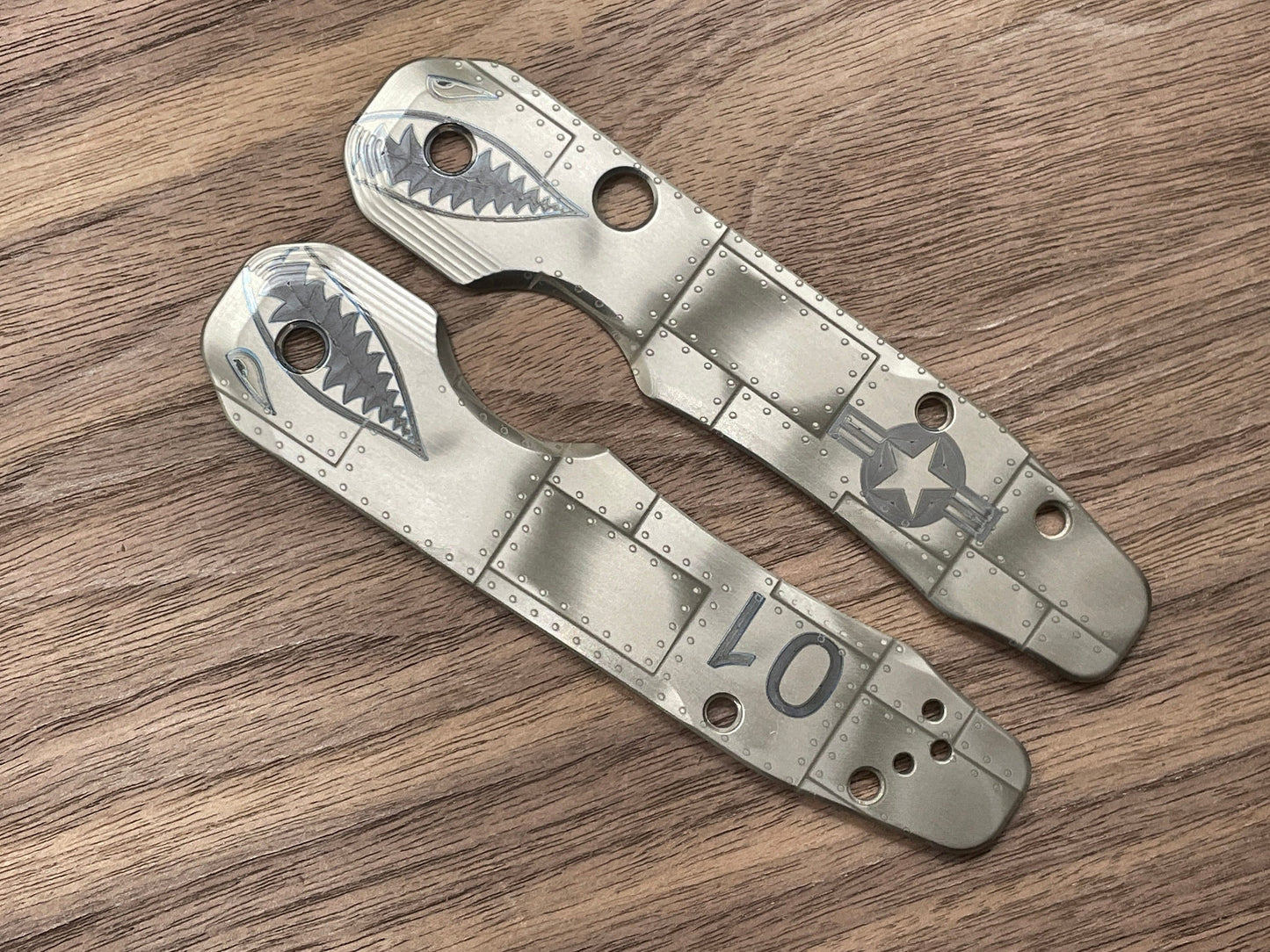 P40 Style RIVETED Titanium Scales for Spyderco SMOCK