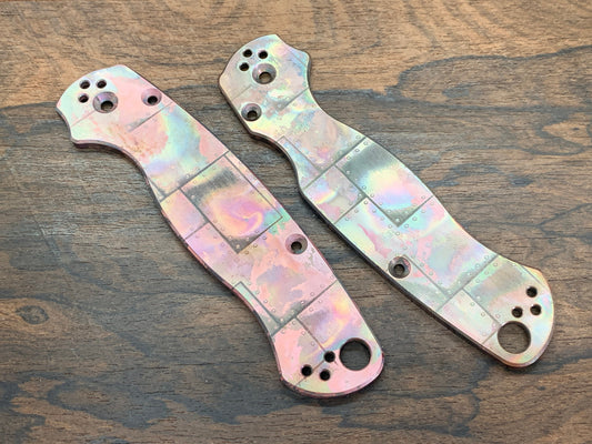 Flamed RIVETED AIRPLANE Copper scales for Spyderco Paramilitary 2 PM2