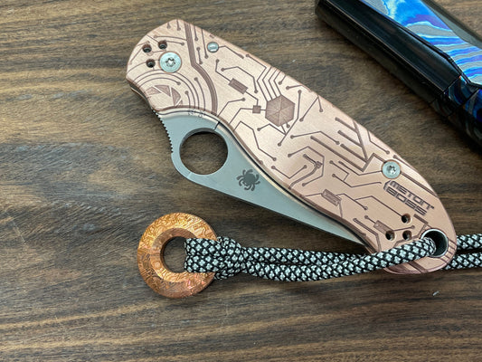 CIRCUIT BOARD engraved Copper Scales for Spyderco Para 3