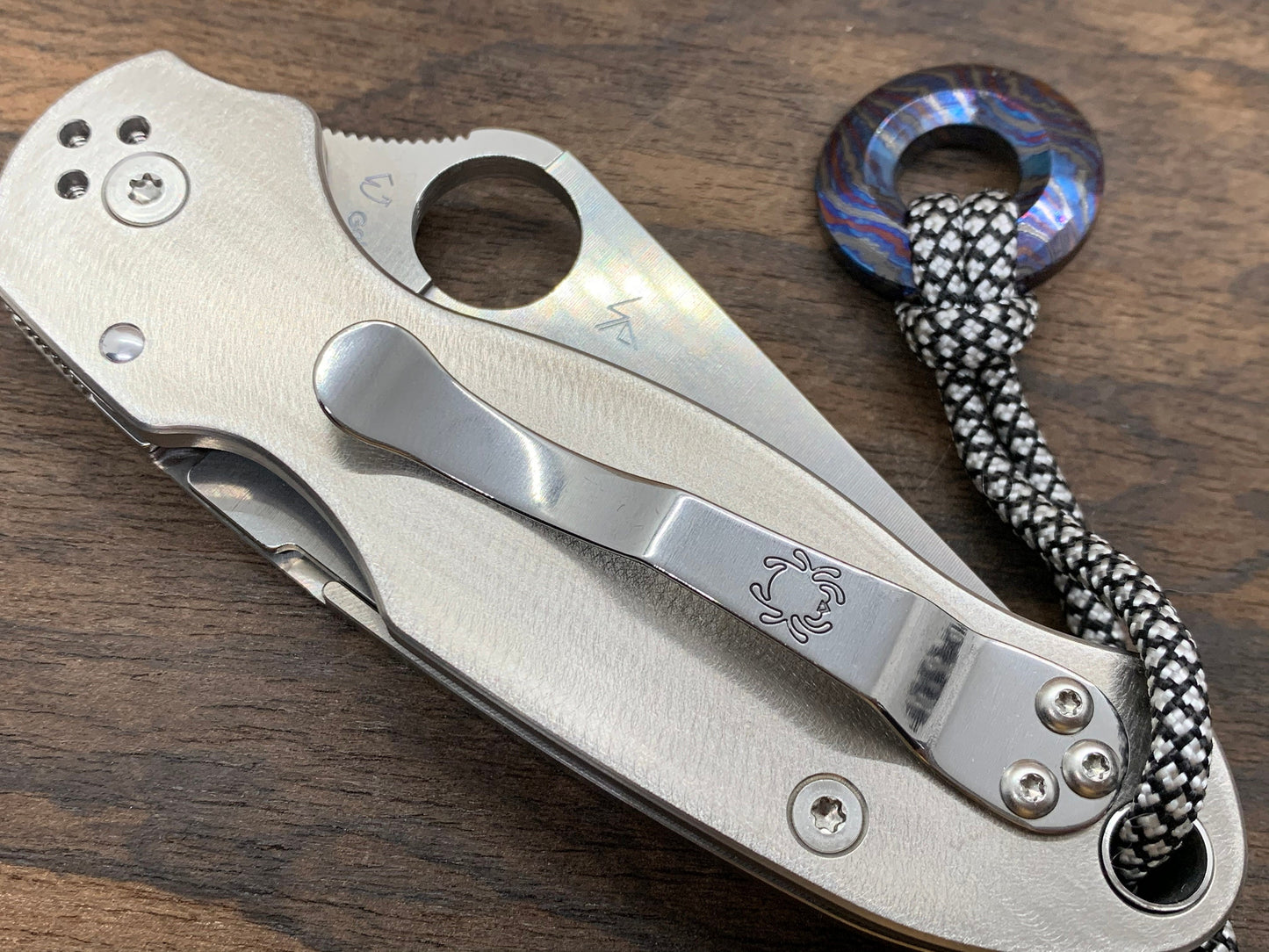 Deep Brushed Titanium Scales for Spyderco Para 3