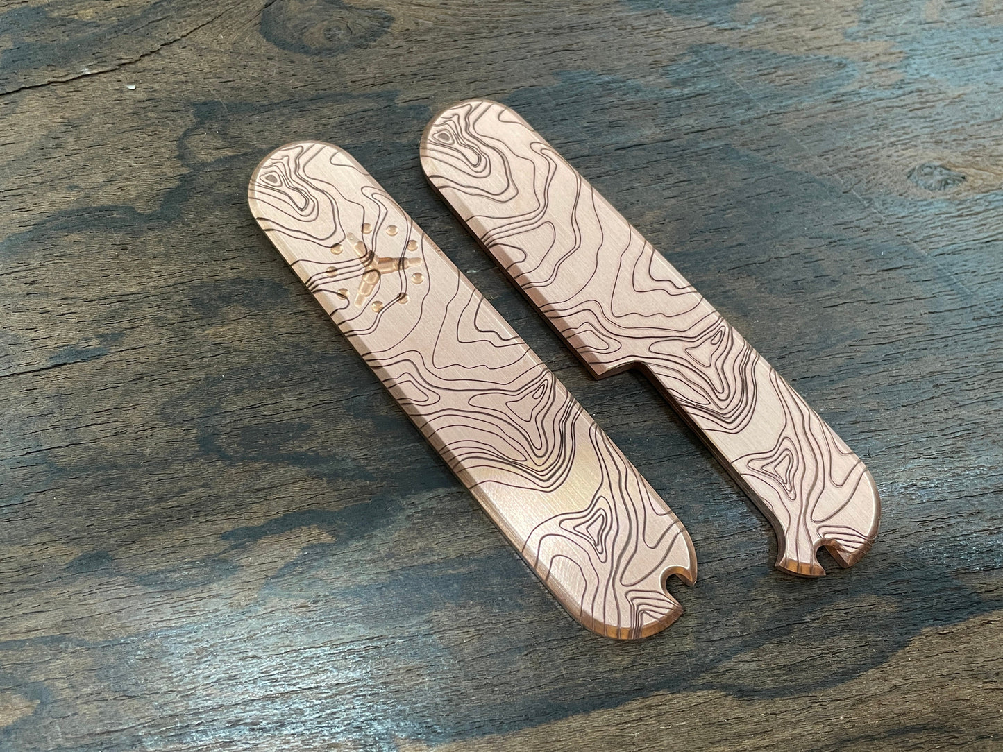 TOPO engraved 91mm Copper Scales for Swiss Army SAK