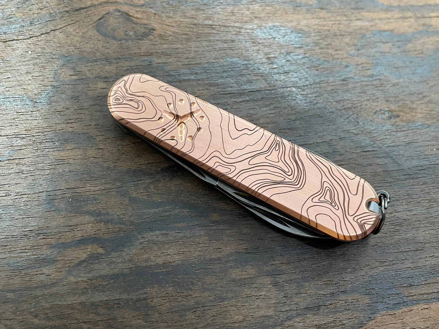 TOPO engraved 91mm Copper Scales for Swiss Army SAK