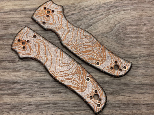 Battleworn TOPO engraved Copper Scales for SHAMAN Spyderco