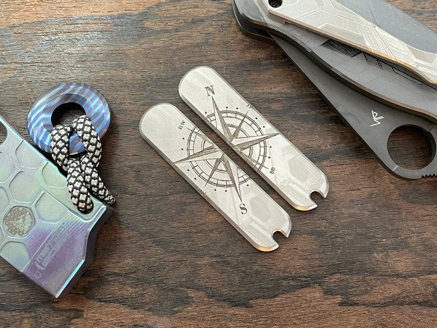 COMPASS engraved 58mm Titanium Scales for Swiss Army SAK