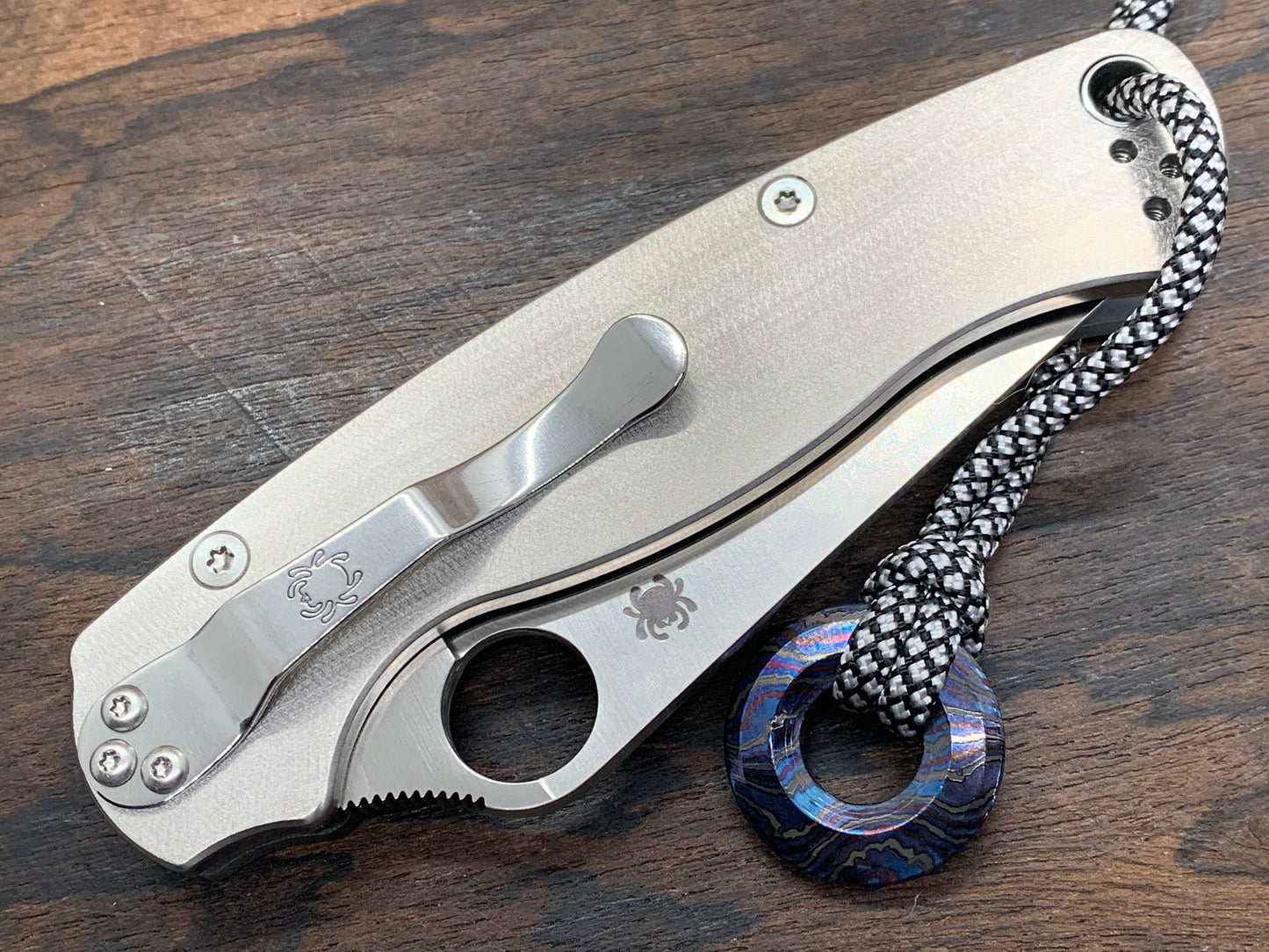 Proprietary Deep Brushed Titanium Scales for Spyderco Paramilitary 2 PM2