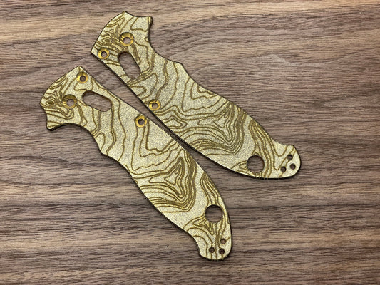 Battleworn TOPO engraved Brass scales for Spyderco MANIX 2