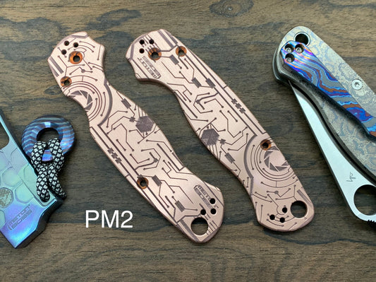 CIRCUIT BOARD engraved Copper Scales for Spyderco Paramilitary 2 PM2